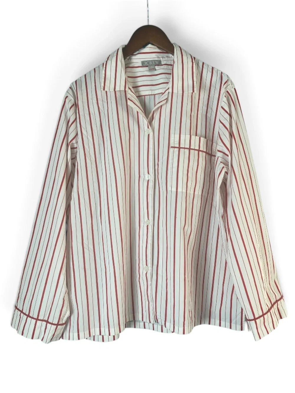 J.Crew Cotton Poplin Pajama Set Men’s XL Red White Stripe Unisex